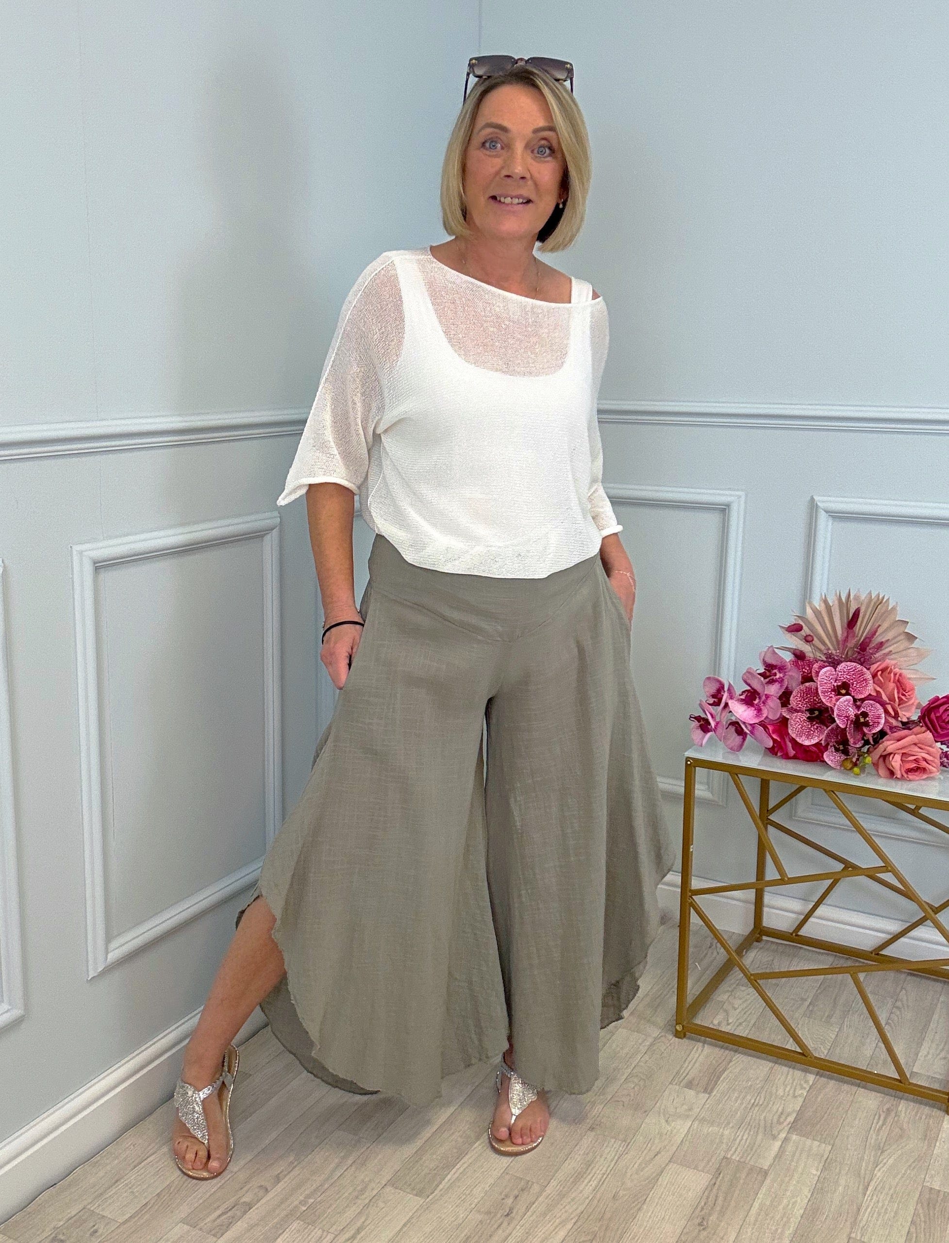 Luna Wide Leg Panel Trousers 10-18 Mocha