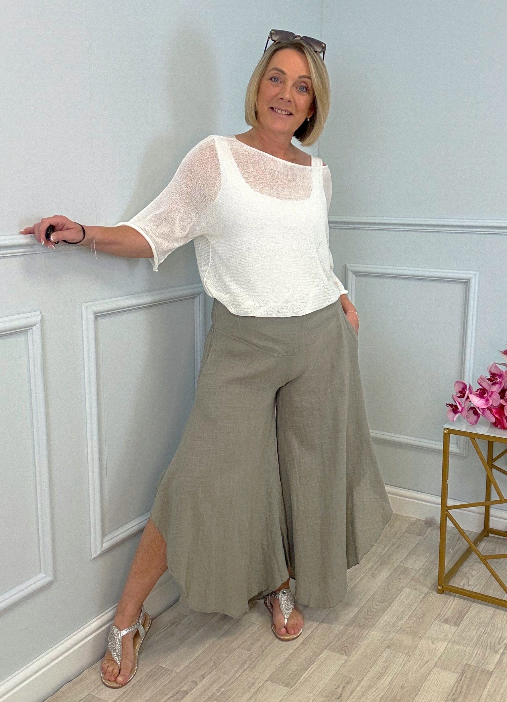 Luna Wide Leg Panel Trousers 10-18 Mocha