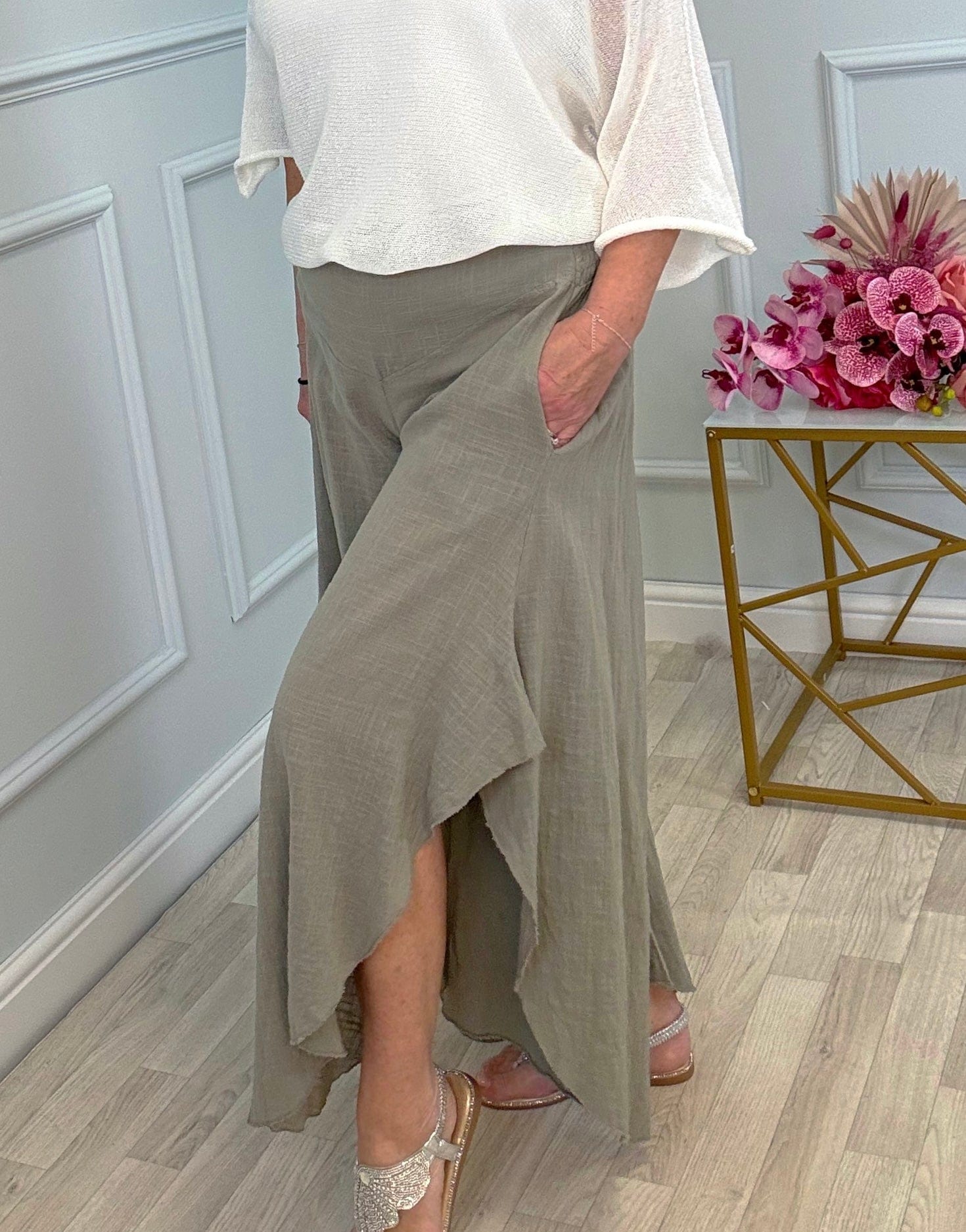 Luna Wide Leg Panel Trousers 10-18 Mocha