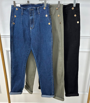G - Smack Harriet Button Mom Jeans 10-20 Khaki - Susie's Boutique