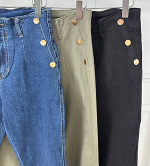G - Smack Harriet Button Mom Jeans 10-20 Khaki - Susie's Boutique