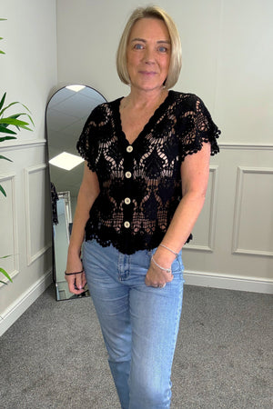 Elara Crochet Lace Button Top 8-14