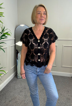 Elara Crochet Lace Button Top 8-14