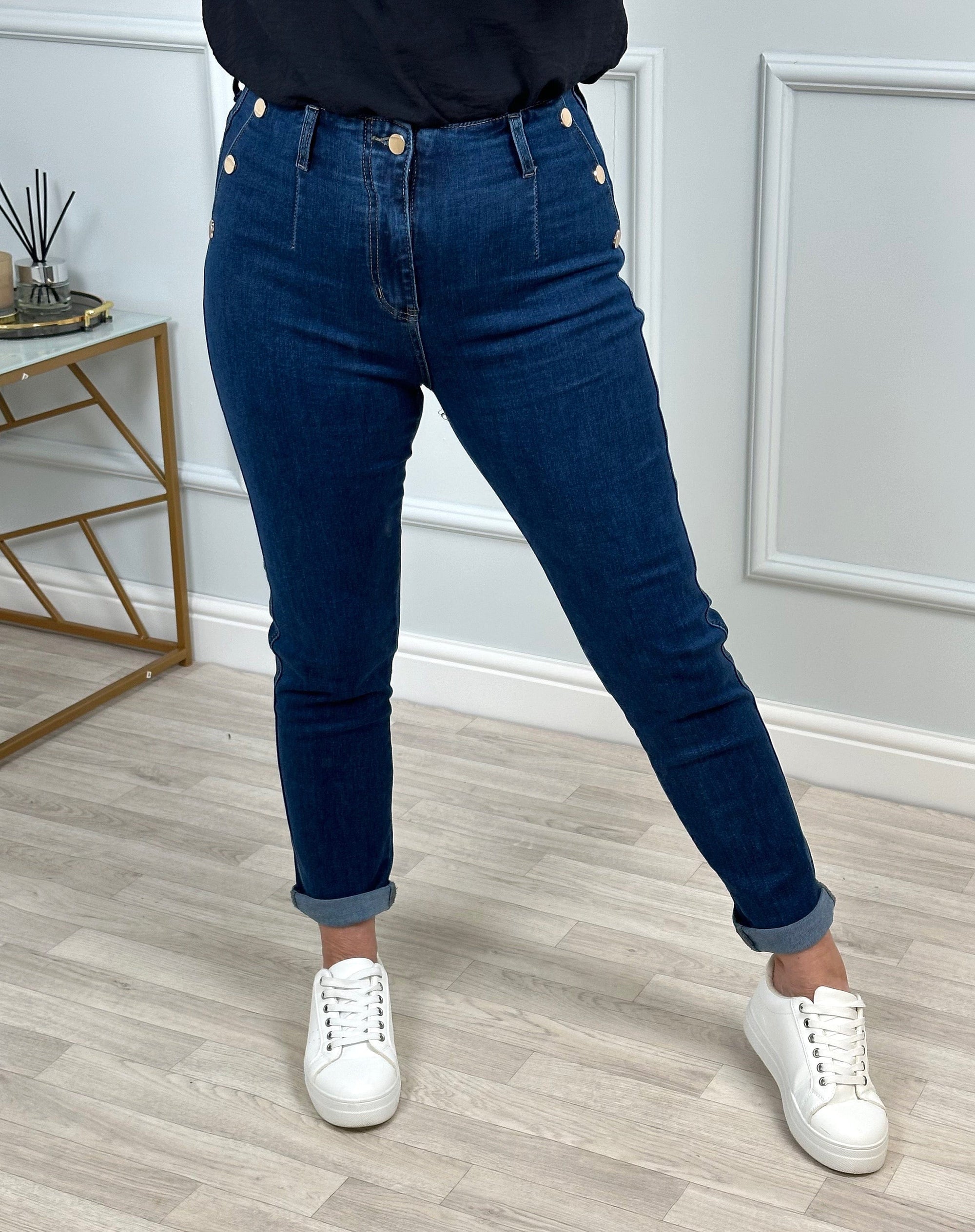 G - Smack Harriet Button Mom Jeans 10-20 Dark Wash - Susie's Boutique