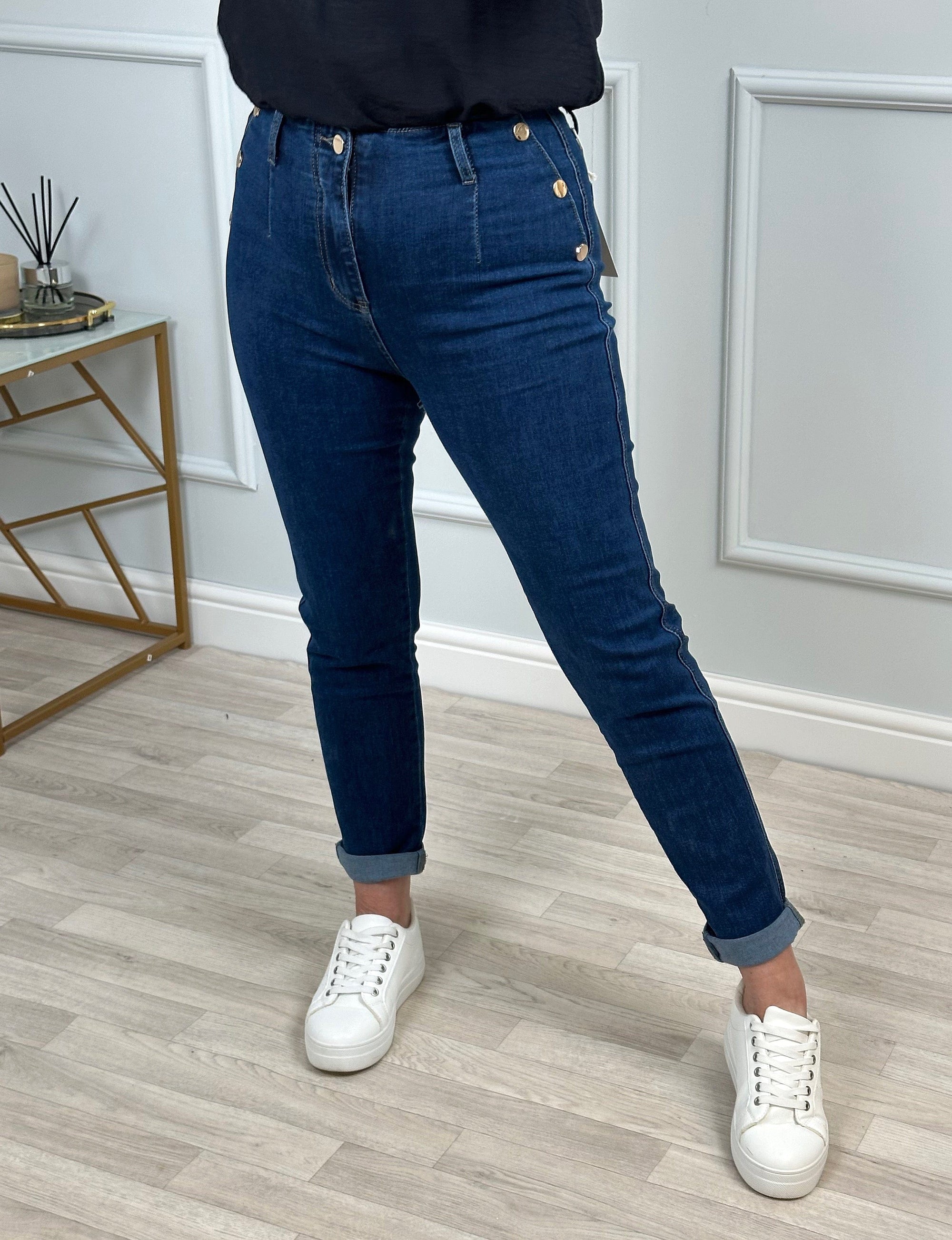 G - Smack Harriet Button Mom Jeans 10-20 Dark Wash - Susie's Boutique