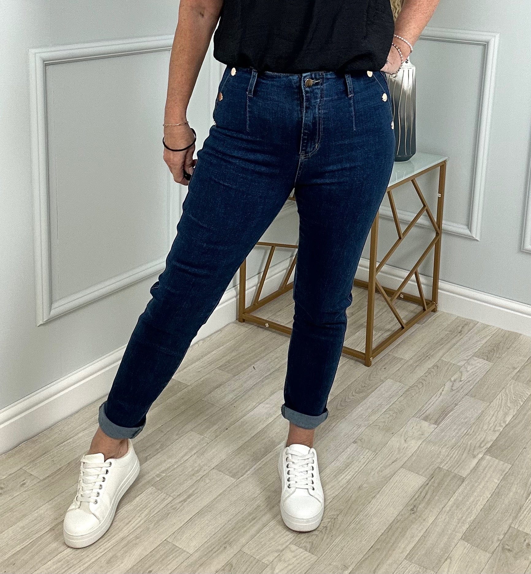 G - Smack Harriet Button Mom Jeans 10-20 Dark Wash - Susie's Boutique