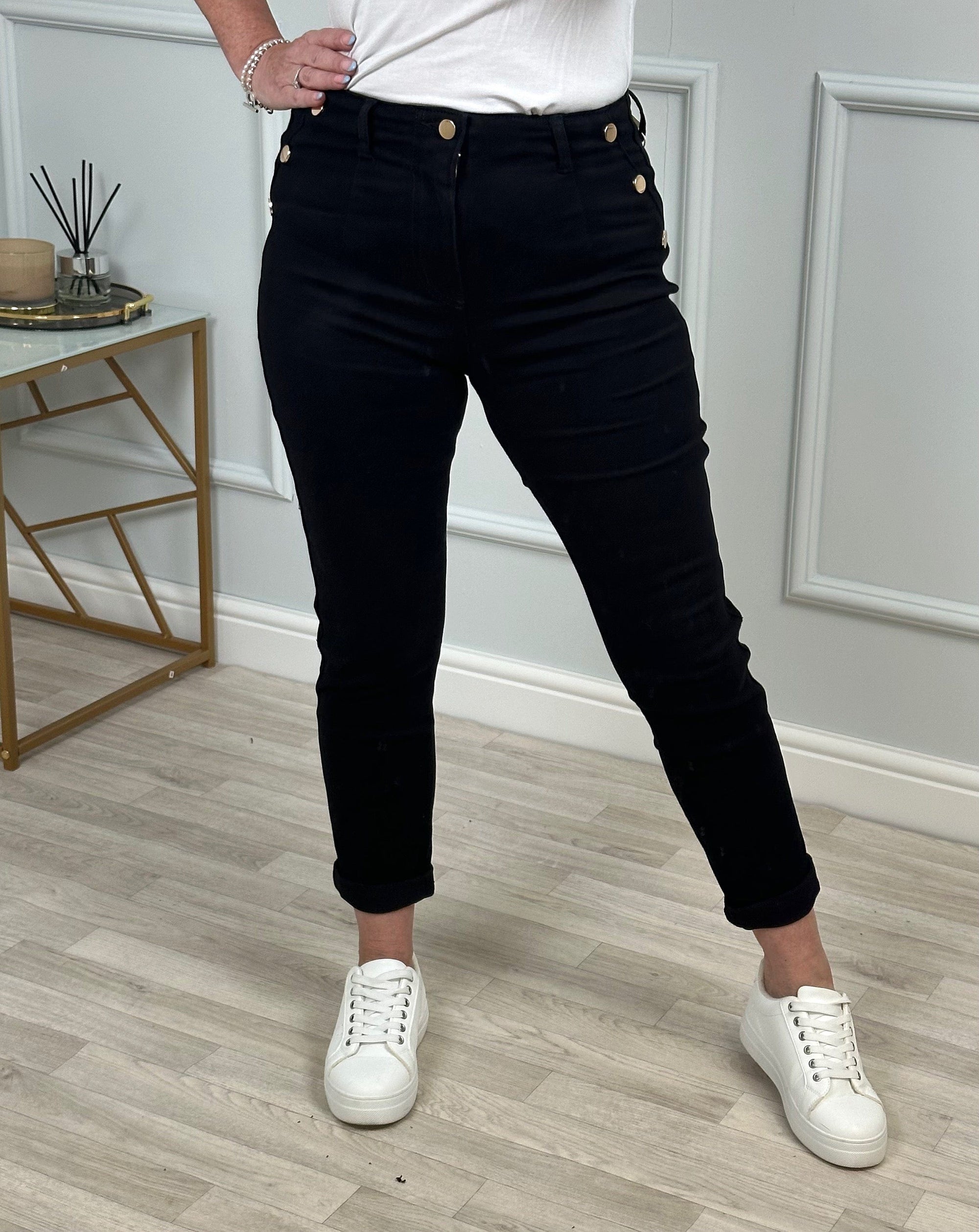 G - Smack Harriet Button Mom Jeans 10-20 Black - Susie's Boutique