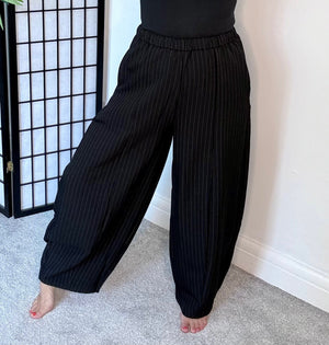 Black Pinstripe Barrel Trousers 8-16