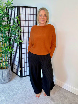 Black Pinstripe Barrel Trousers 8-16