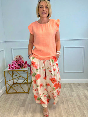 Elowen Wide-Leg Trousers 8–16 Sunset Peach - Susie's Boutique