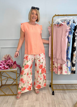 Elowen Wide-Leg Trousers 8–16 Sunset Peach - Susie's Boutique
