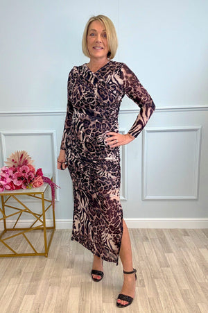 Leona Mesh Maxi Dress 8-14 Leopard