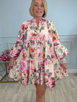 Leah Broderie Anglaise Floral Smock Tunic Dress  8–18 - Susie's Boutique