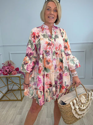 Leah Broderie Anglaise Floral Smock Tunic Dress  8–18 - Susie's Boutique