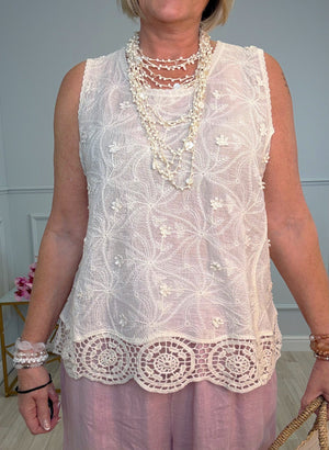Marina Embroidered Top with Lace Hem 8-16 - Susie's Boutique
