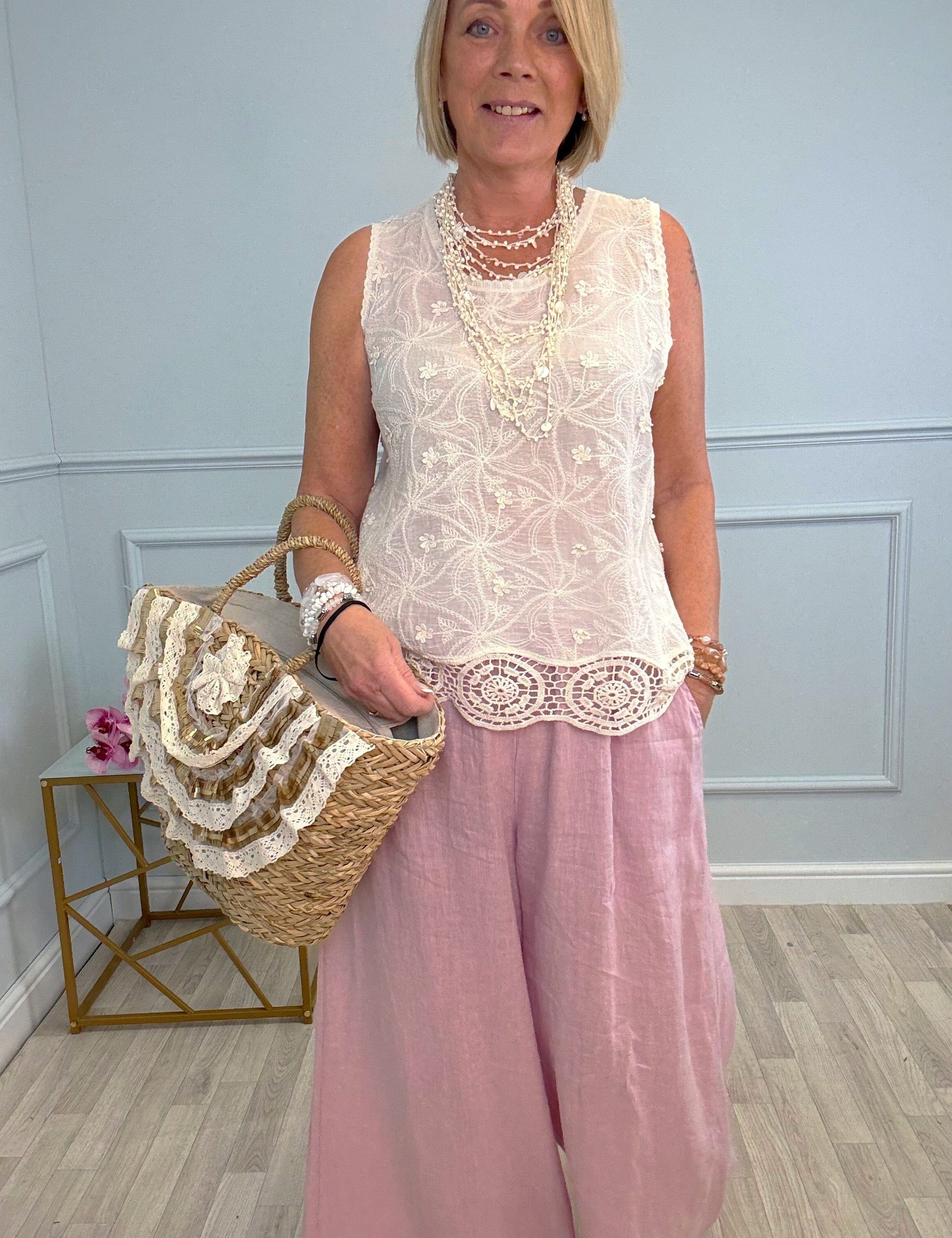 Marina Embroidered Top with Lace Hem 8-16 - Susie's Boutique