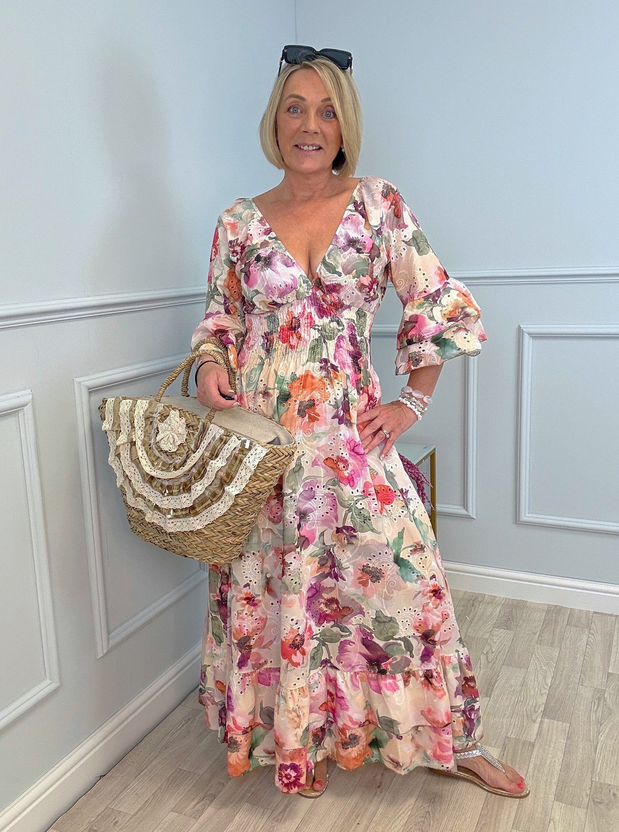 Fiorella Broderie Anglaise Maxi Dress One Size 8–18 - Susie's Boutique