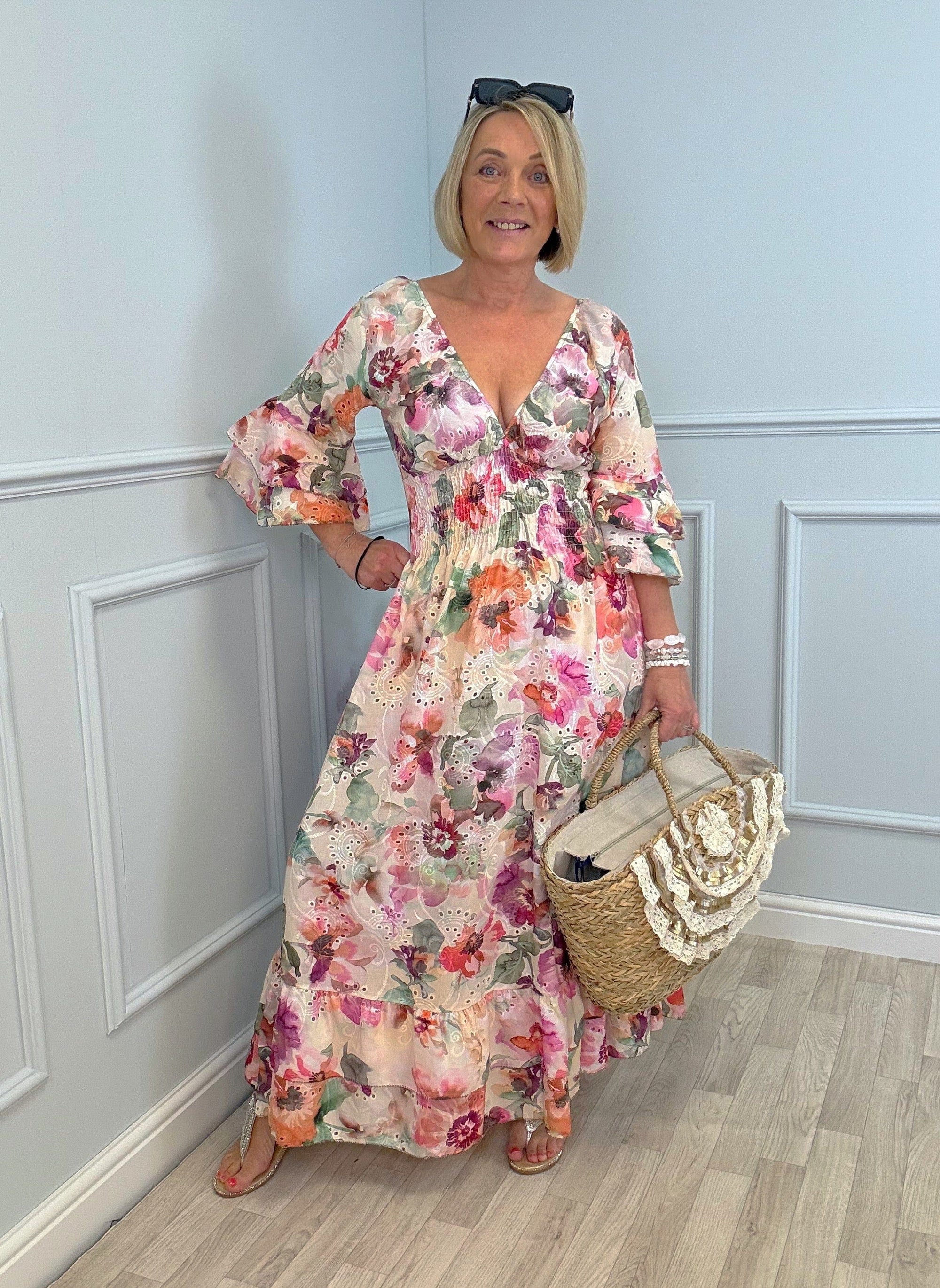 Fiorella Broderie Anglaise Maxi Dress One Size 8–18 - Susie's Boutique