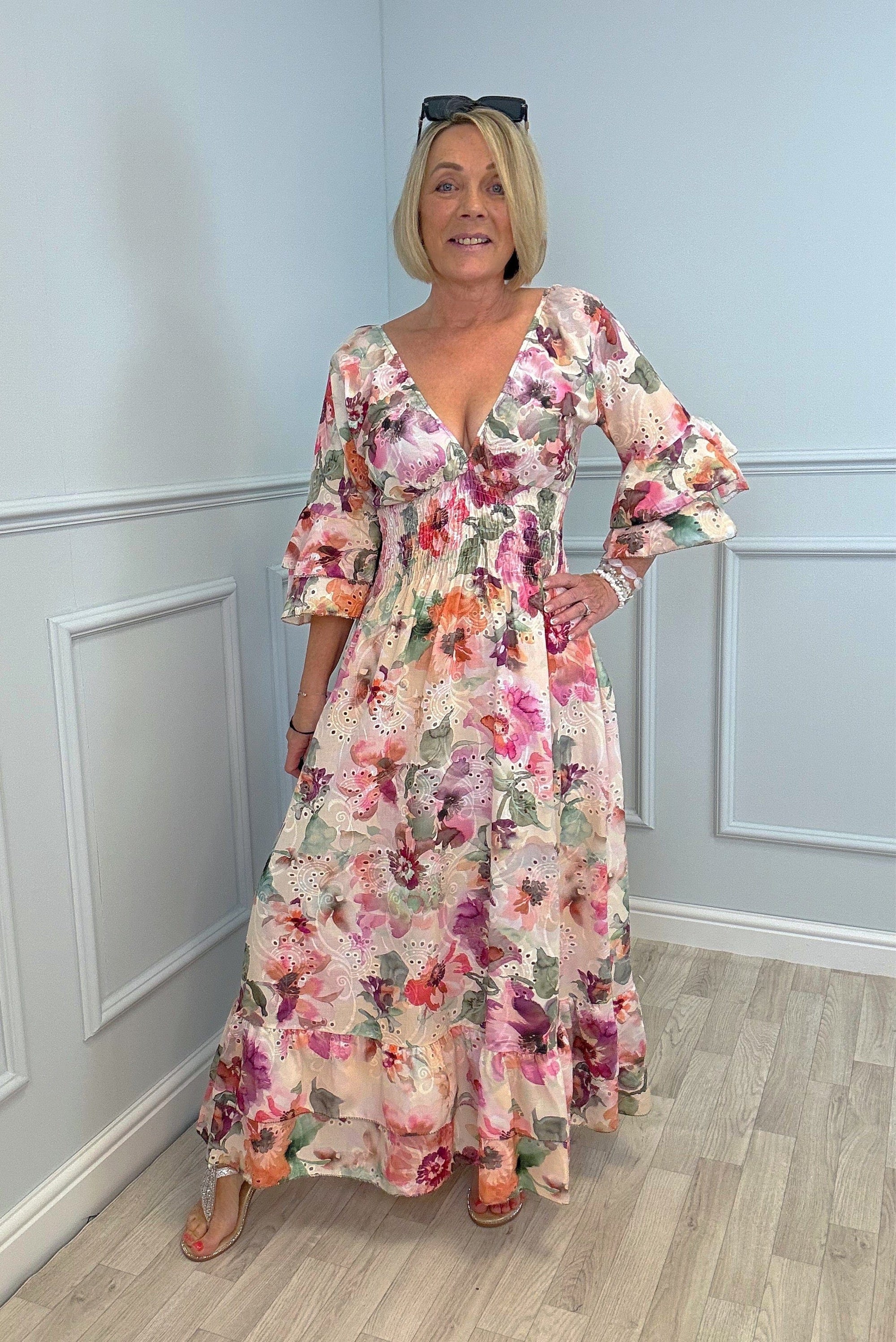 Fiorella Broderie Anglaise Maxi Dress One Size 8–18 - Susie's Boutique