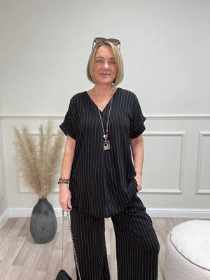 Monroe Pinstripe V-Neck Co-Ord Set 10-18