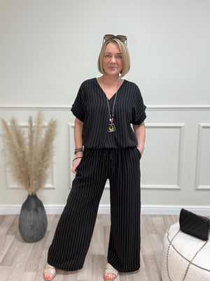 Monroe Pinstripe V-Neck Co-Ord Set 10-18