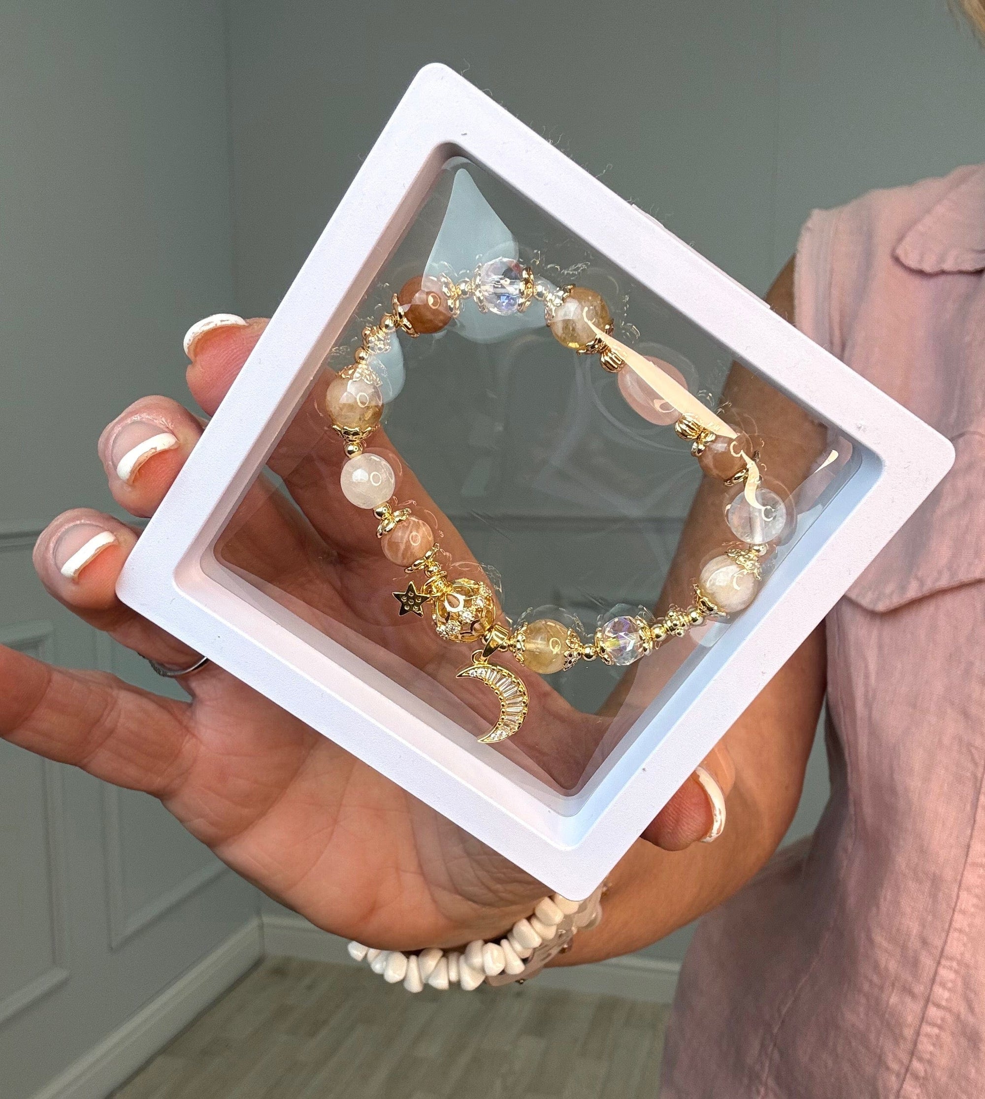 Moon & Star Charm Beaded Bracelet gift boxed - Susie's Boutique