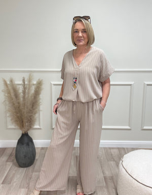 Monroe Pinstripe V-Neck Co-Ord Set 10-18