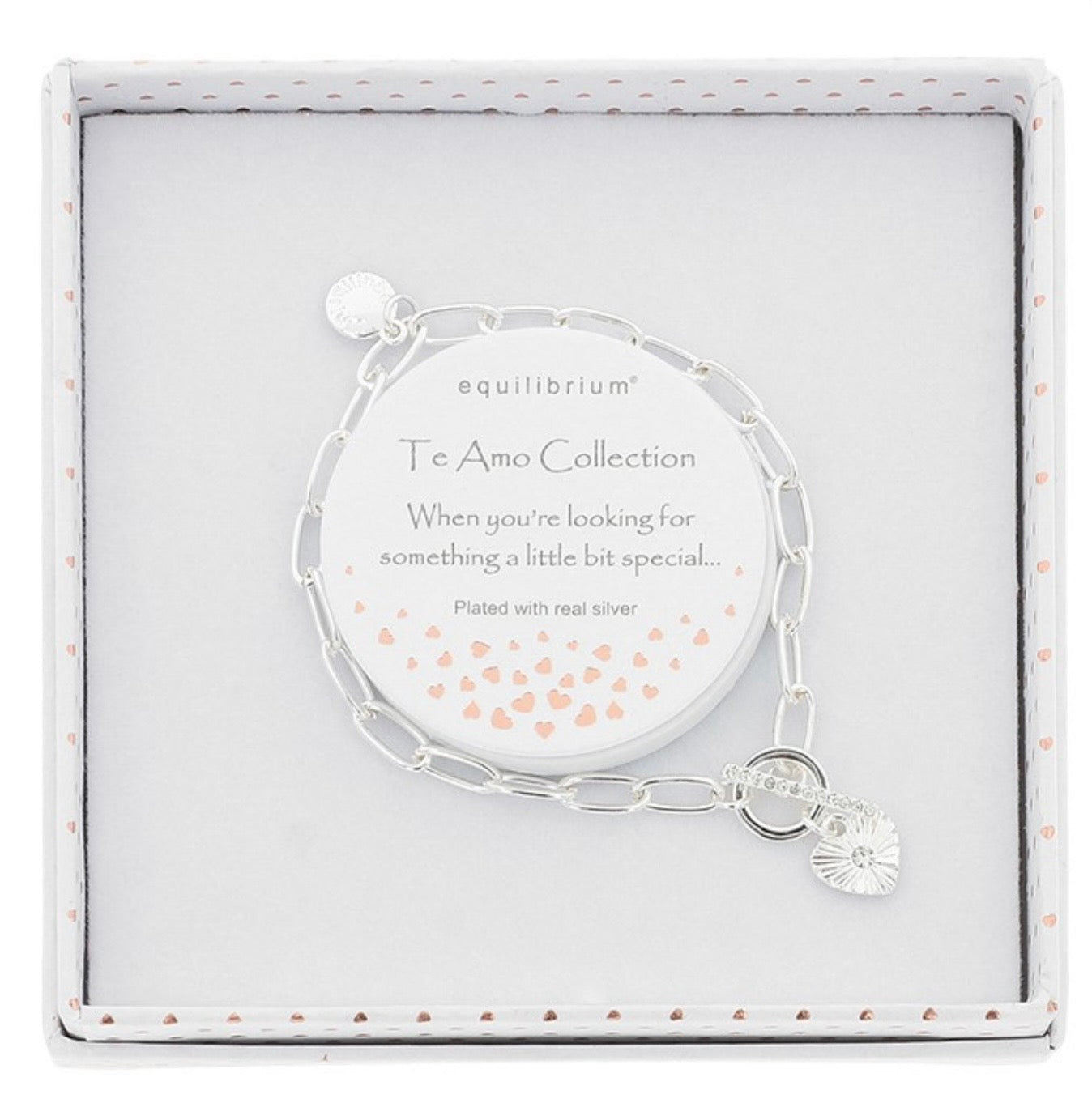 Te Amo Vignette Heart Silver Plated Bracelet