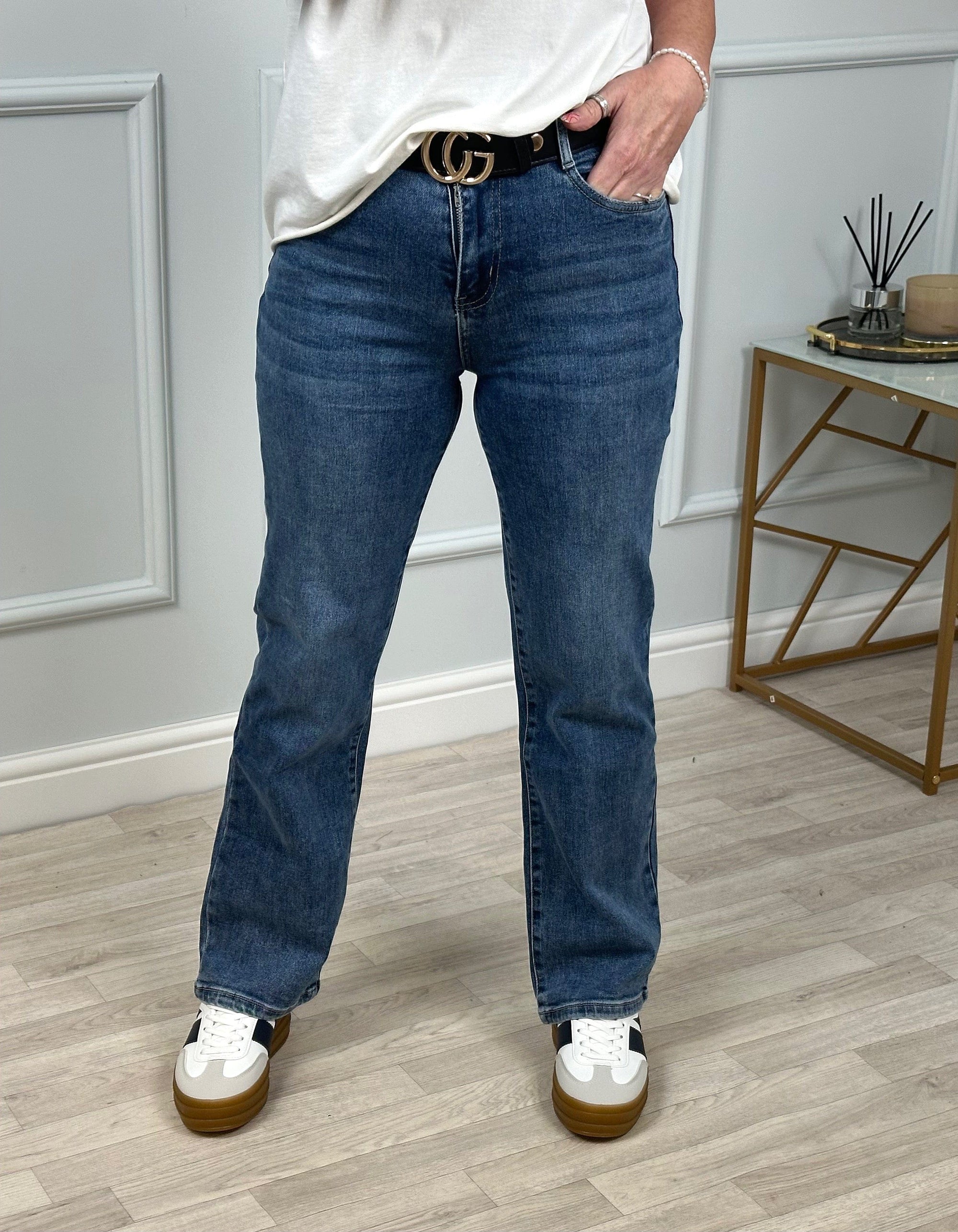 Amara Relaxed Straight Leg Jeans 6-16 Mid Wash - Susie's Boutique