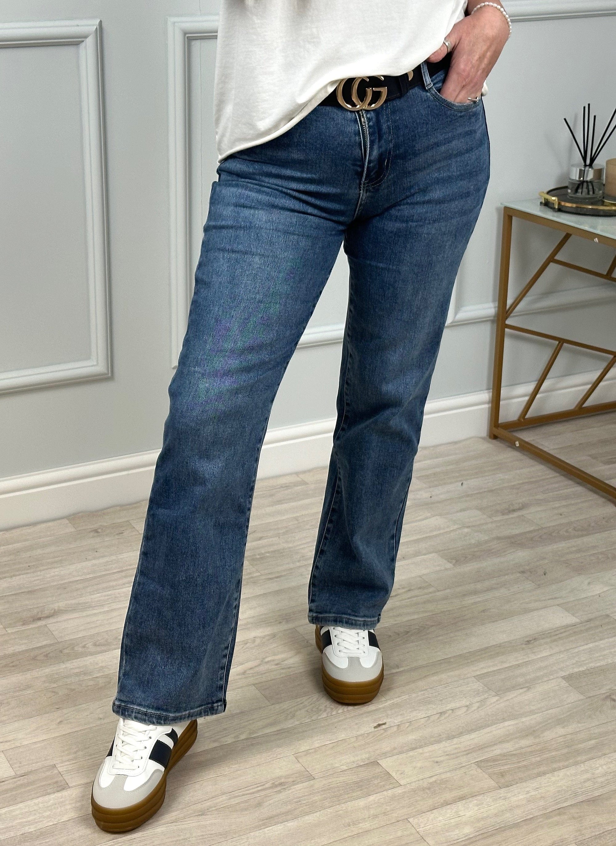 Amara Relaxed Straight Leg Jeans 6-16 Mid Wash - Susie's Boutique