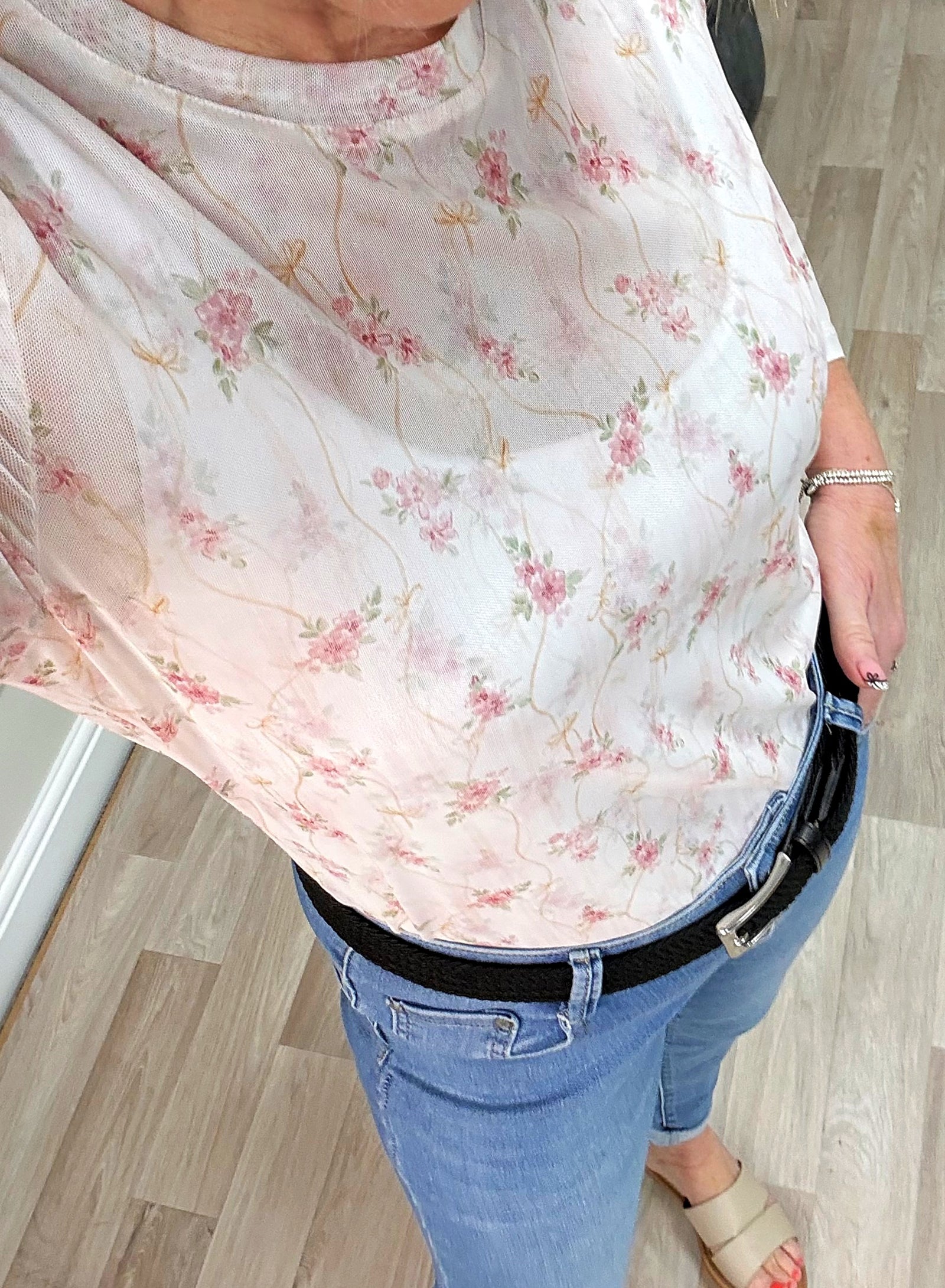 Carissa Floral Print Mesh Top 8-18