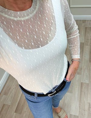 Carissa Embroidered Mesh Top 8-18