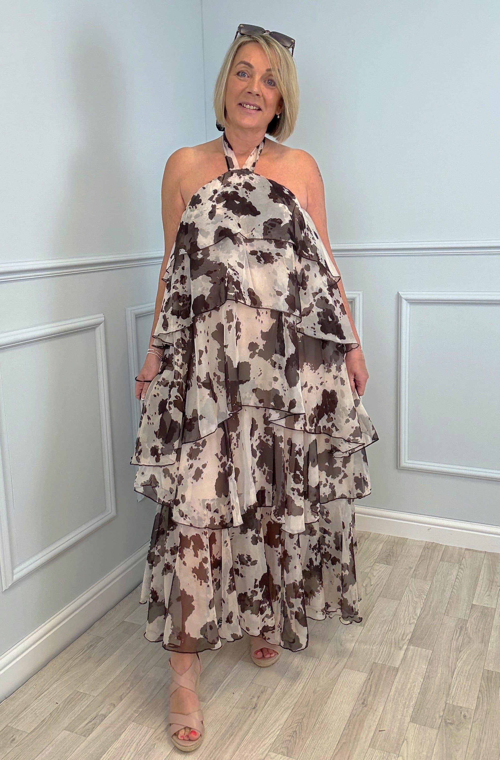 Delilah Cow Print Maxi Dress 8-14 exclusive