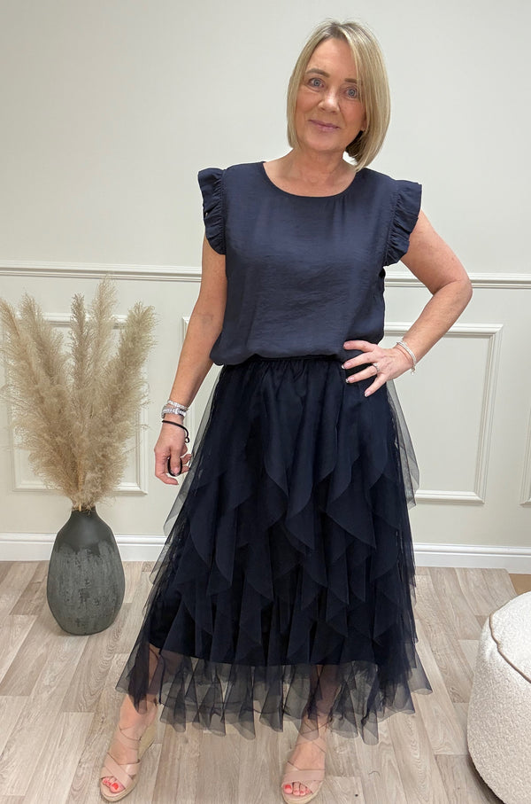 Lori Mesh Tulle Skirt 8-18 Navy