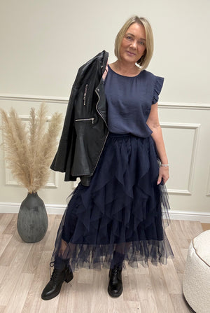 Lori Mesh Tulle Skirt 8-18 Navy