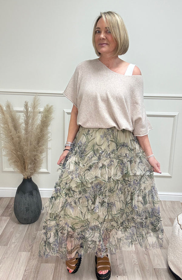 Lyla Layered Mesh Floral Skirt  8–18