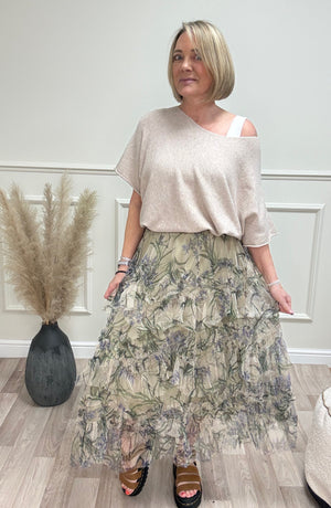 Lyla Layered Mesh Floral Skirt  8–18