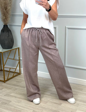 Alexandria Wide Straight Leg Trousers 8-18 Mocha - Susie's Boutique