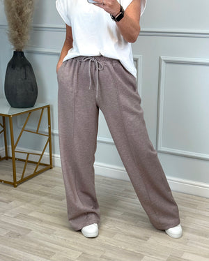 Alexandria Wide Straight Leg Trousers 8-18 Mocha - Susie's Boutique
