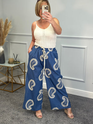 Carina Paisley  Luxurious Embroidered Wide Leg Trousers 8-16 - Susie's Boutique