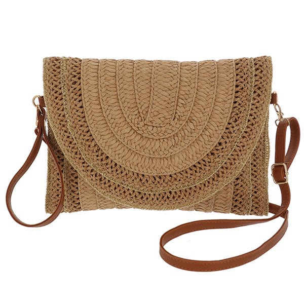 Boho Woven Clutch Crossbody Bag