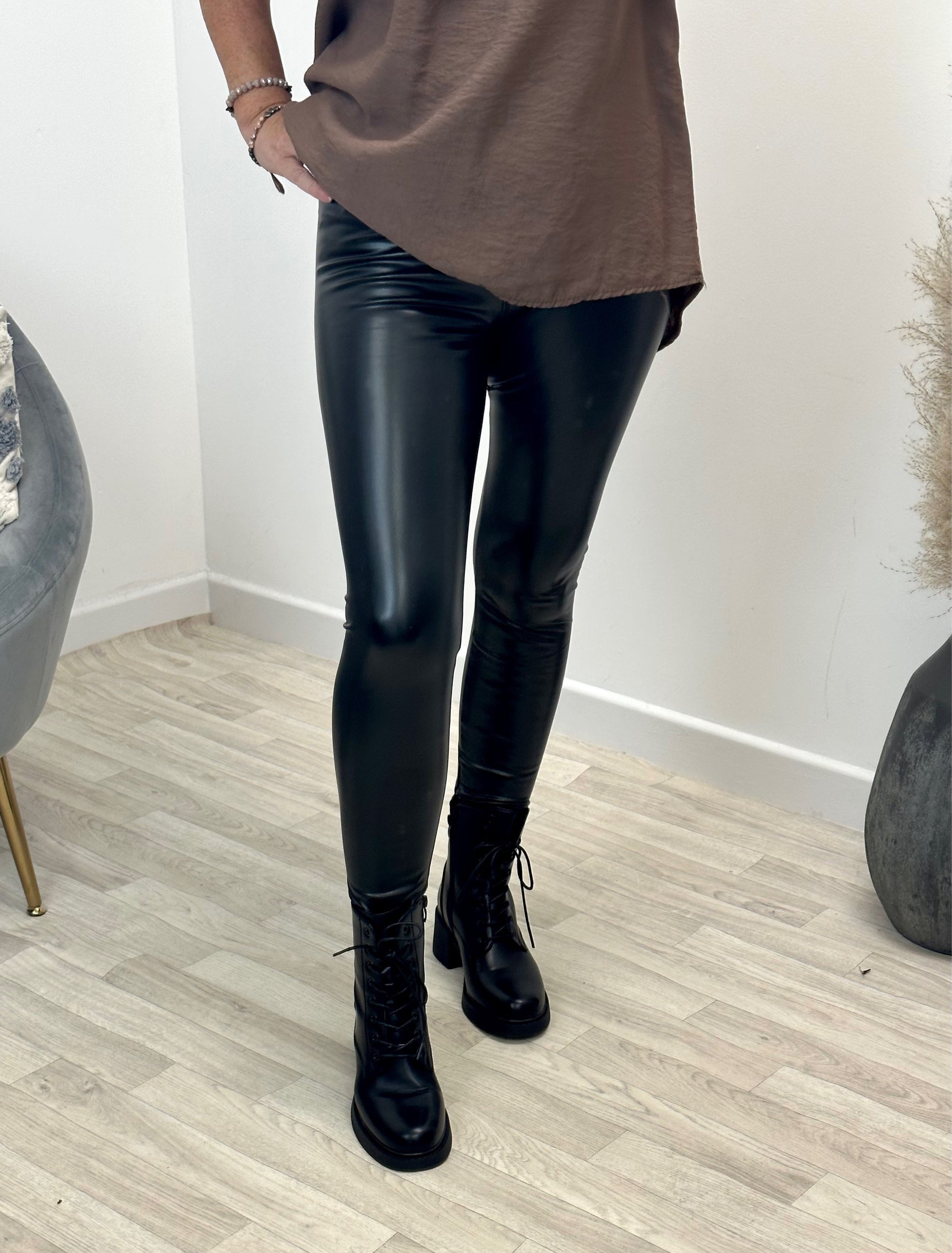 Nadia Leather look High Waist Leggings 8-20 - Susie's Boutique