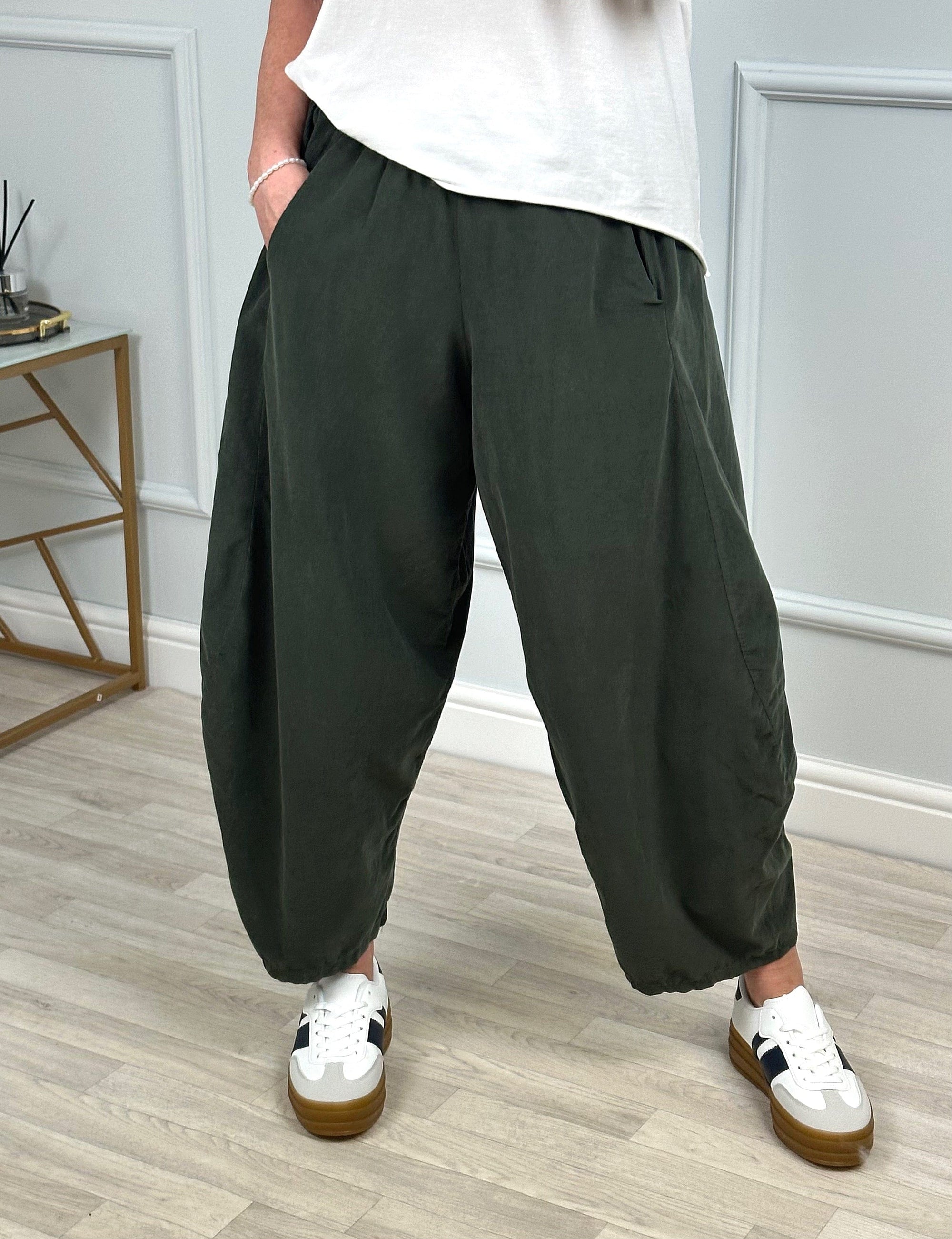Georgia Pin-cord Cocoon Trousers / Joggers 8-20 Khaki - Susie's Boutique