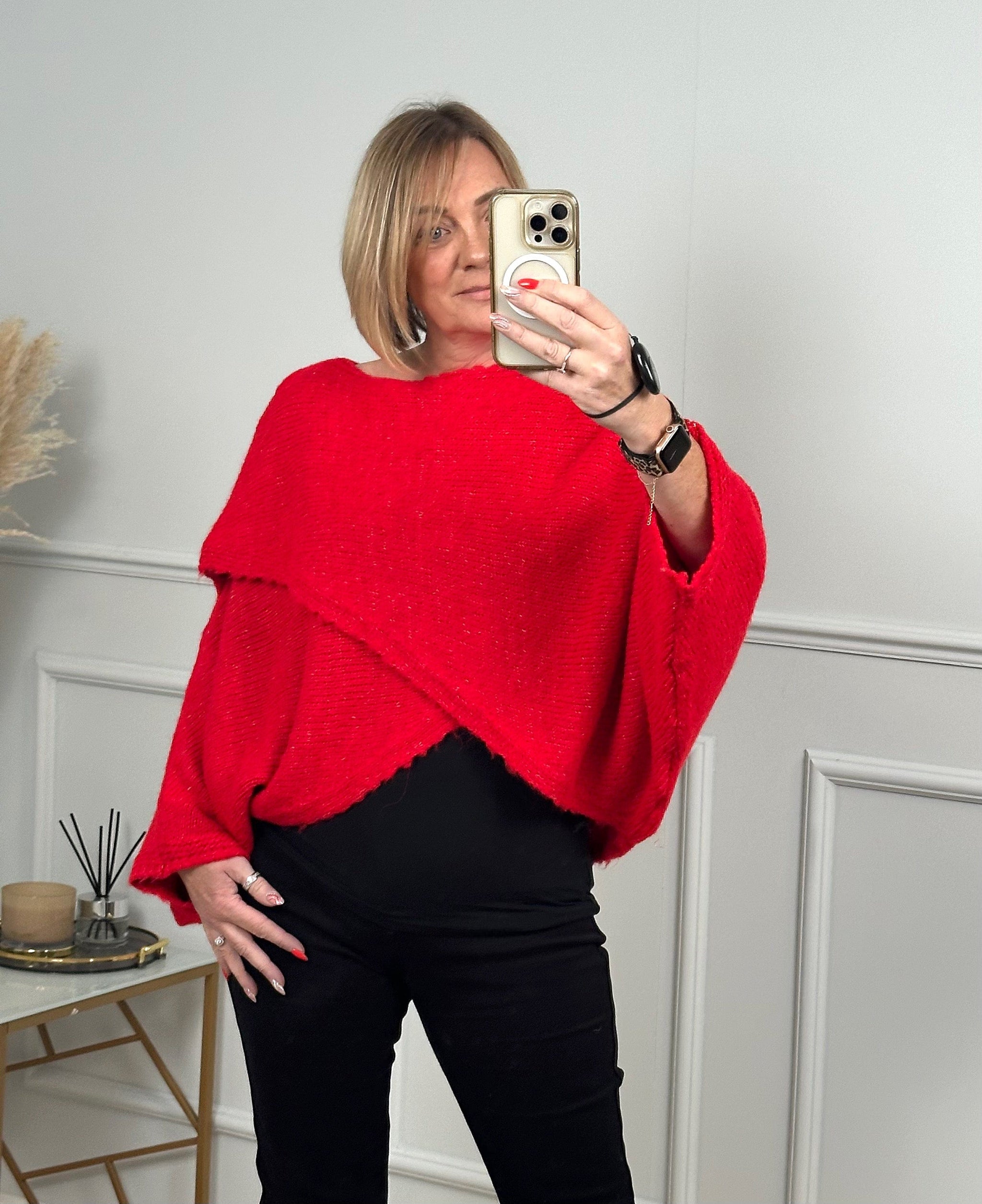 Myra Crossover Soft Knit Jumper 8 16 Red Susie s Boutique