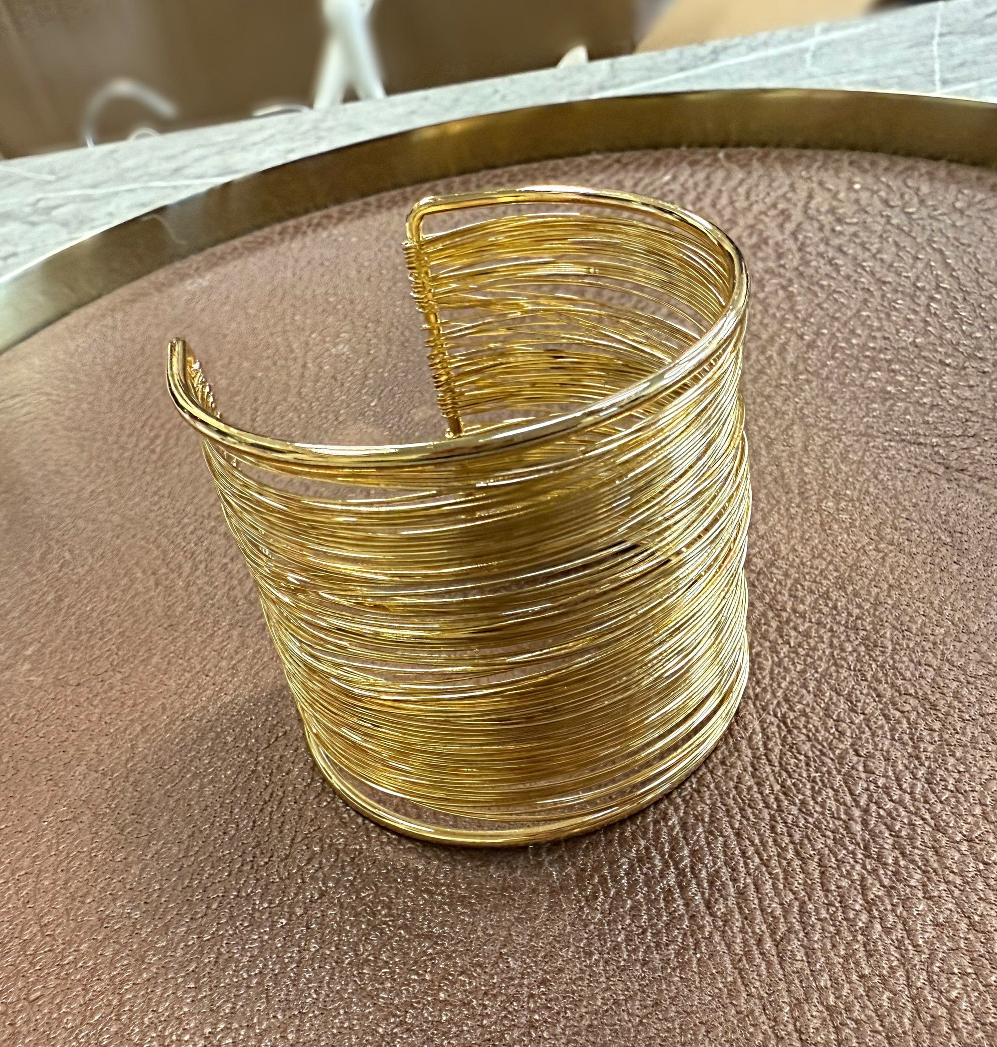 Gold Wire Wrap Statement Cuff Bracelet
