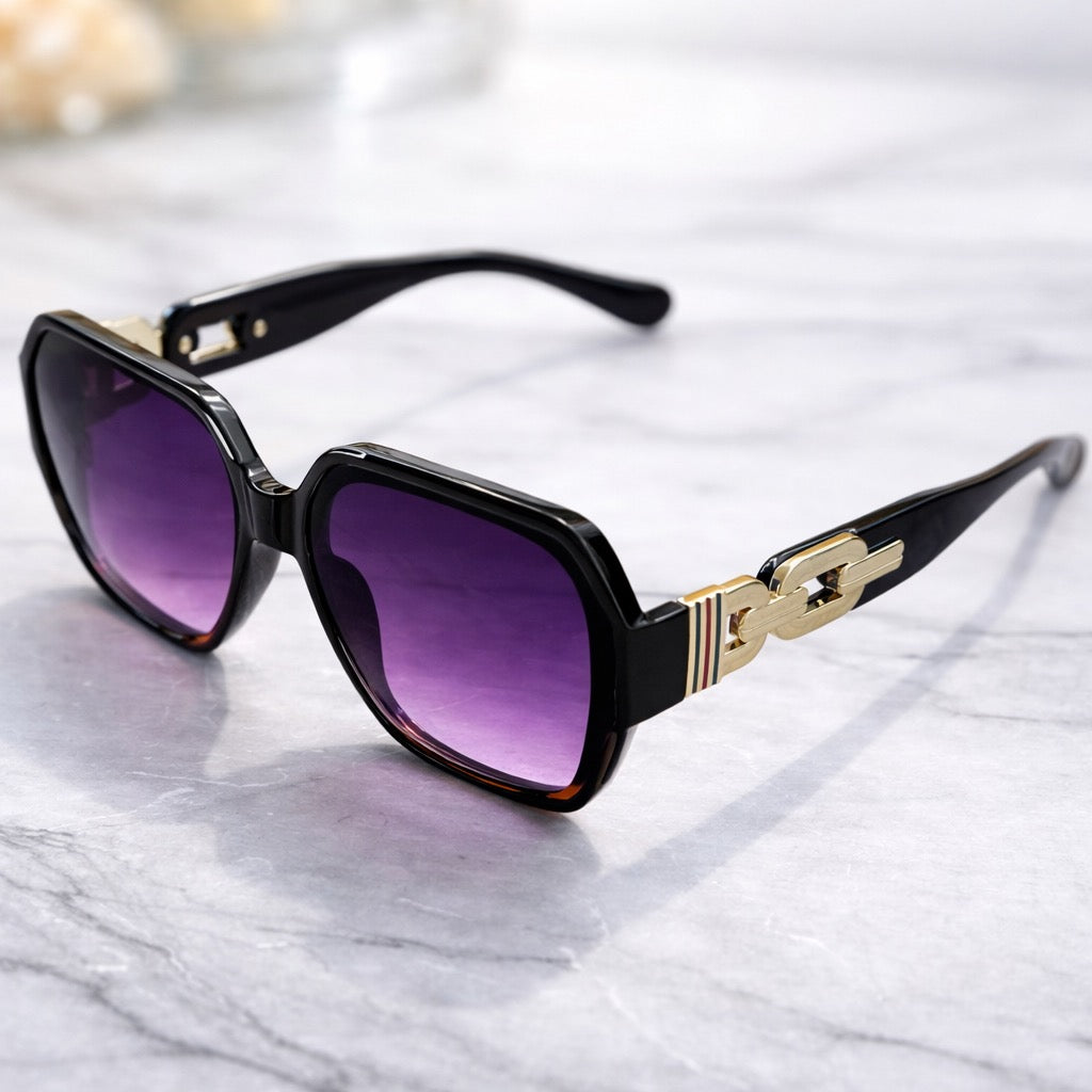 Oversized Geometric Chain Arm Sunglasses