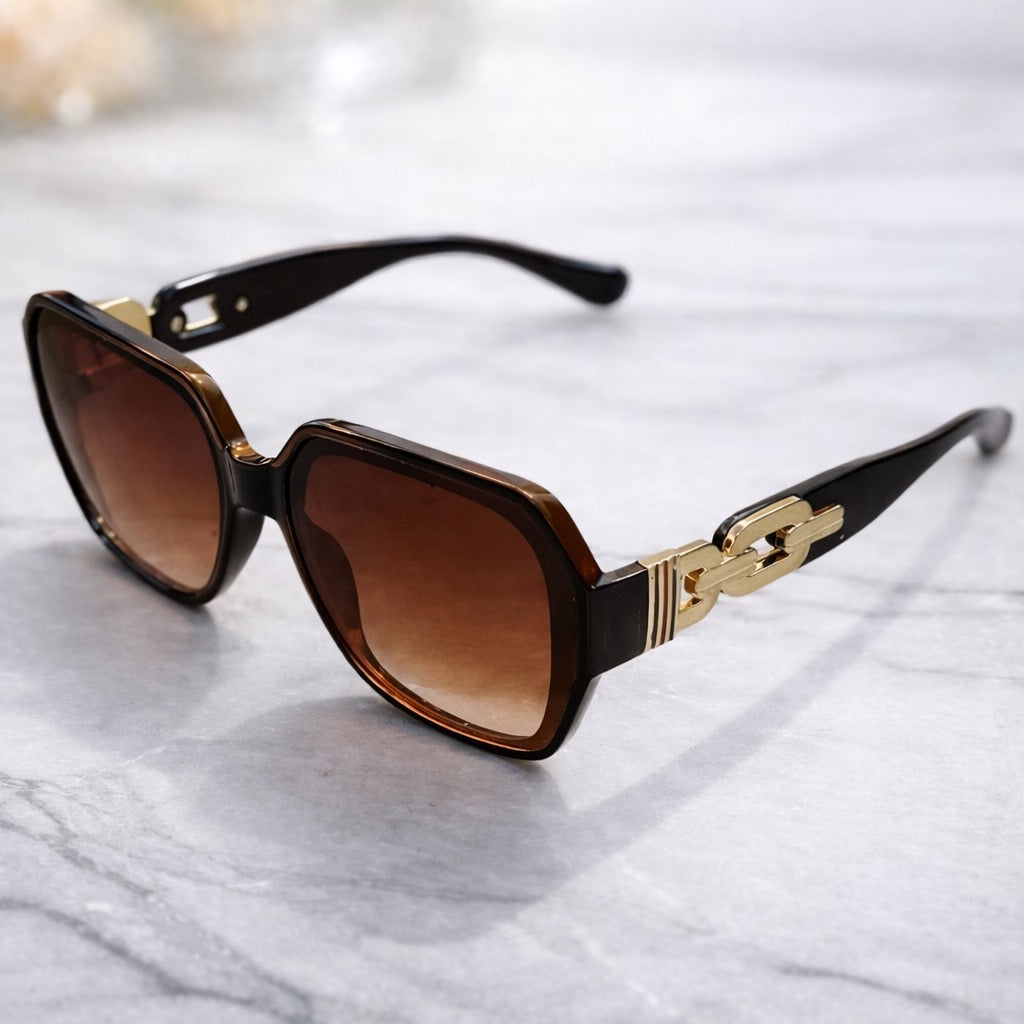 Oversized Geometric Chain Arm Sunglasses