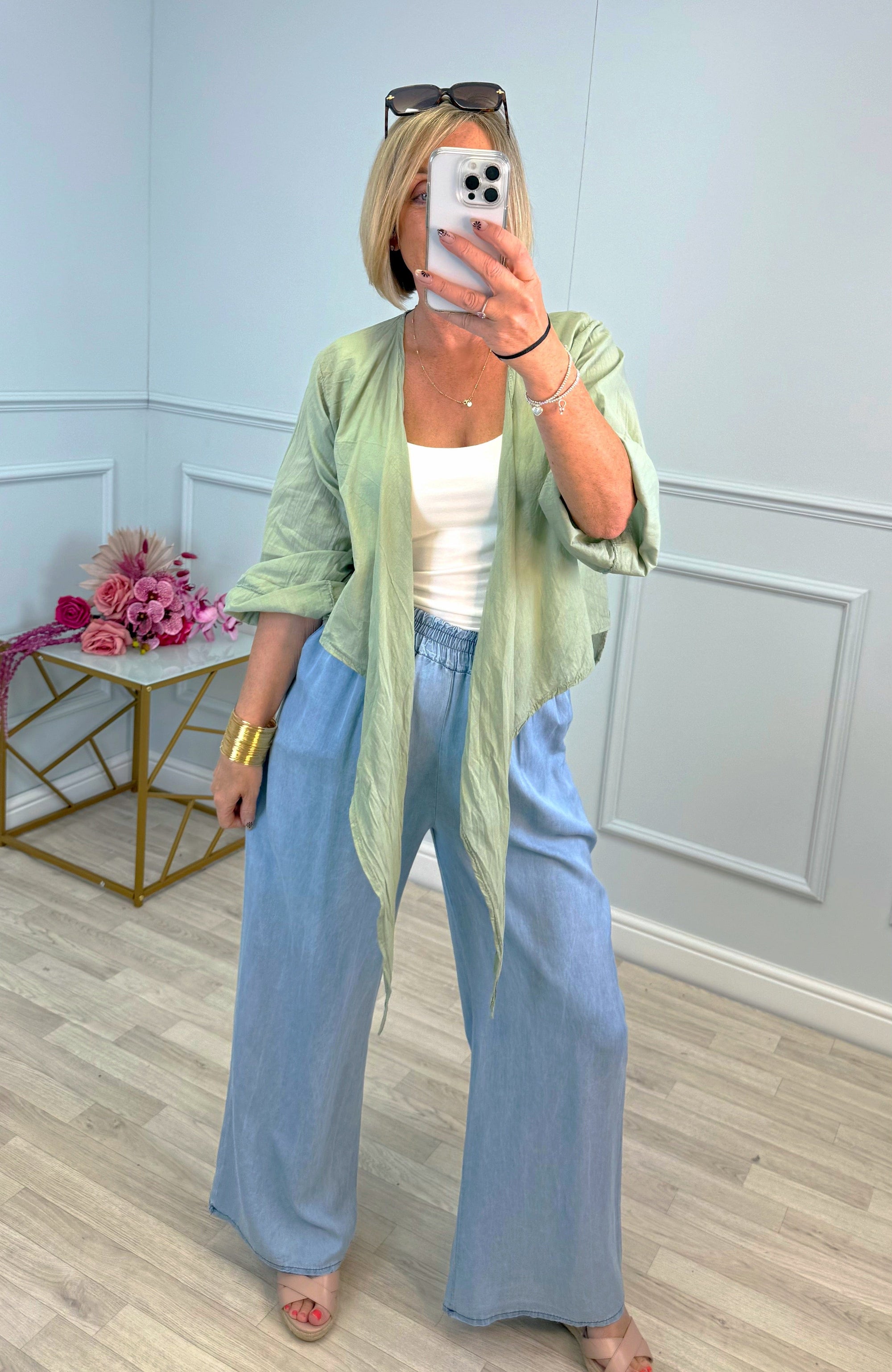 Nysa Cotton Tie-Front Shrug 8-18 Khaki