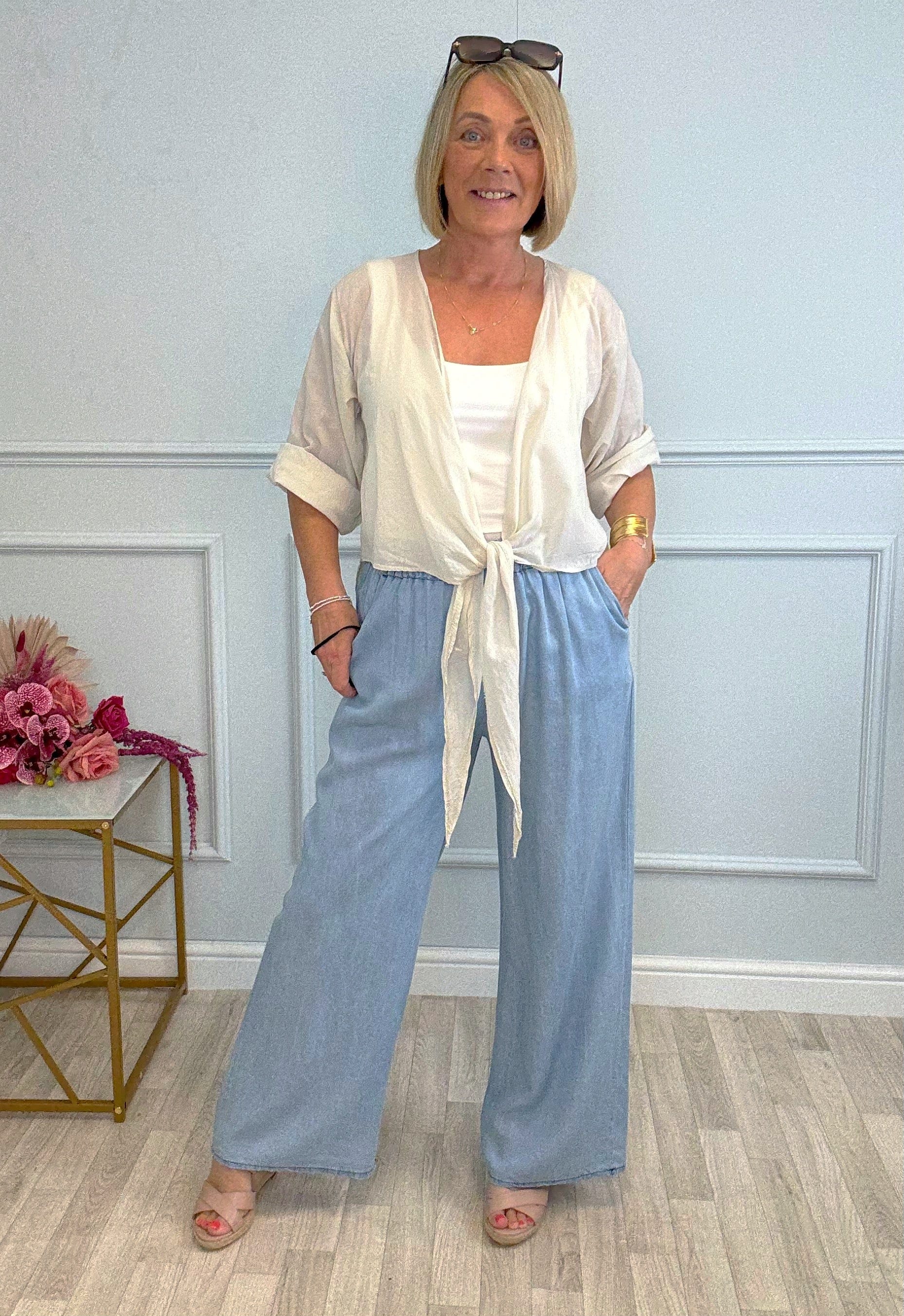 Nysa Cotton Tie-Front Shrug 8-18 Sand