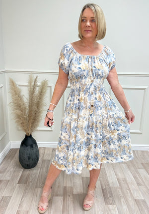 Alexis Ditsy Floral Print Magic Bardot Midi Dress 8-18